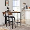 EZAPOR Compact 3-Piece Bar Table Set with 2 Cushioned Stools and Backrest, Rustic Brown - Space-Saving Design for Small Spaces