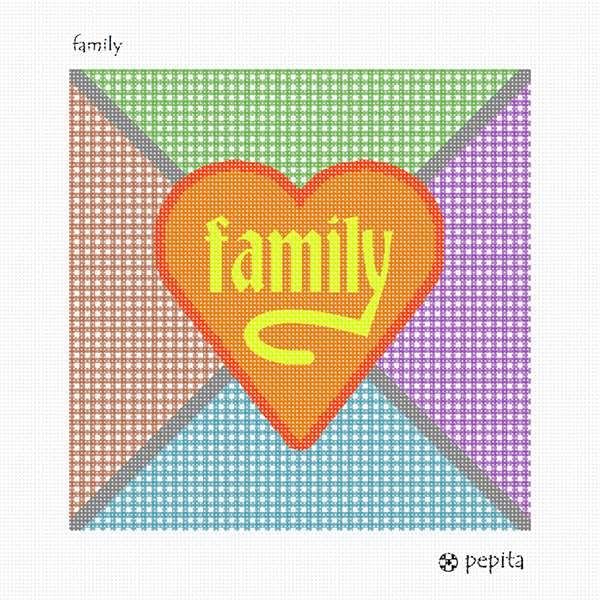Pepita Needlepoint Canvas: Family, 7" x 7"
