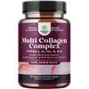 Advanced Multi Collagen Complex - Ageless Multi Collagen Peptides Supplements with Type 1 2 3 5 & X & Biotin for Hair, Skin and Nails Vitamins - Biotin Supplements for Women & Men - 90 Count