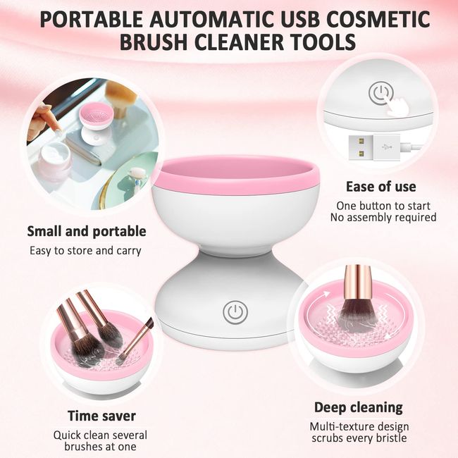 Electric Makeup Brush Cleaner Machine, Portable Automatic USB Cosmetic  Brushes Cleaner Cleanser Tool For All Size Beauty Makeup Brush Set, Liquid  Foun