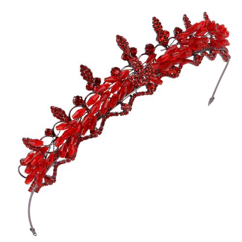LIMELIA Women's Tiara - Crown for Henna Wedding Party | Glitter Hair Accessories for Bridal Birthday Pageant Prom Halloween Cos-play Costume Christmas Party, Princess Crowns | Crystal Glass Beads - Red