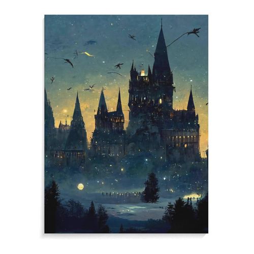 Wizard Castle Halloween Canvas Wall Art Print For Bathroom Bedroom Living Room Unframed Canvas Poster Picture Painting Hotel Restaurant Bar Office Home Wall Decor 12x16 Inch No Framed