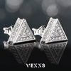 VEXXS Stud Earrings 925 Silver, Prevent Allergies Zircon Men's Women's Earrings, 585 14K Gold Plated 5A CZ Stones Iced Out Stud Earrings, Girls Men Boys Gift, Silver