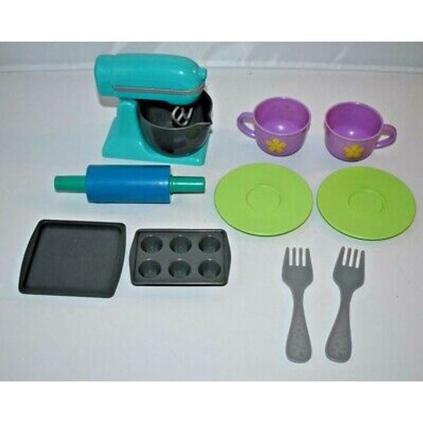 Mixed Toy Lot Mixer Bakeware Dishes Plates Cup Fork Rolling Pin Pretend Play