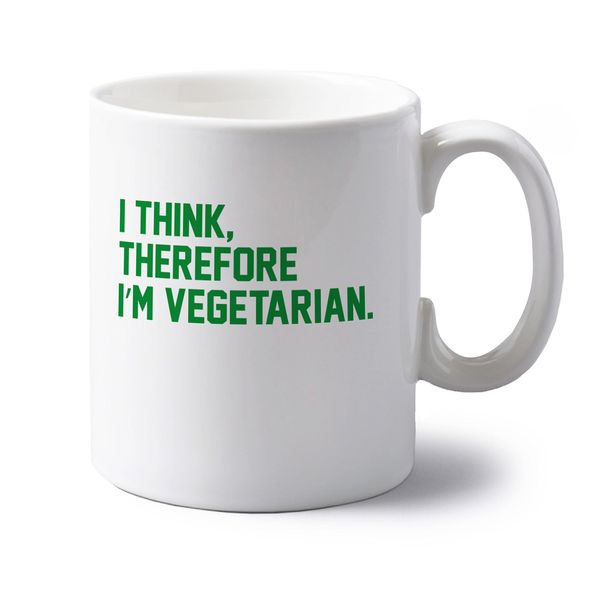 Flox Creative I think therefore I'm vegetarian 10 oz ceramic mug