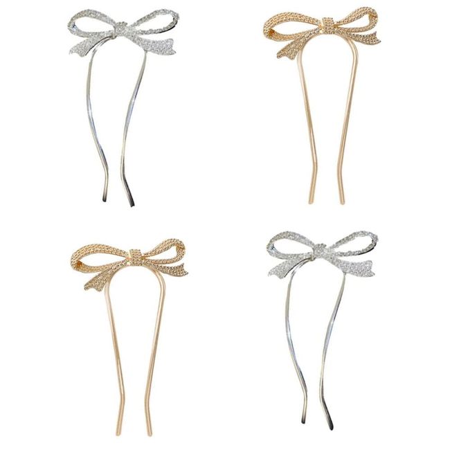 4 Pcs Vintage Rhinestone U-Shape Hair Stick for Girls Women