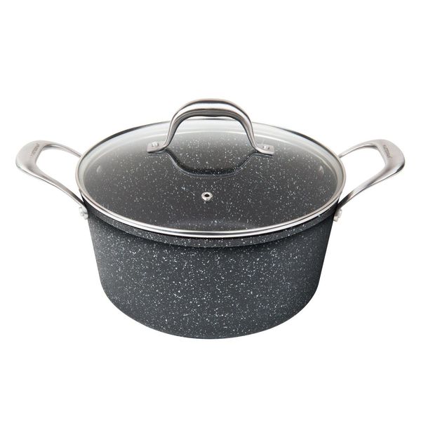 Nonstick Granite Look Stock Pot With Glass Lid, 5 Qt.  9.5" (24cm) - Granite