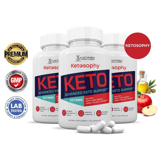 Ketosophy Keto ACV Pills 1275 MG Stronger Than Gummies Keto Support 3 Bottle