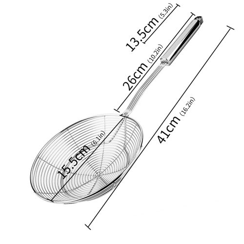 Artyea Skimmer, Stainless Steel Spider Strainer, Ladle for Pasta, Spaghetti, Noodles and Frying in Kitchen – 6 Inches Bowl, 16.4 x 1.2 x 0.6 inches, silver