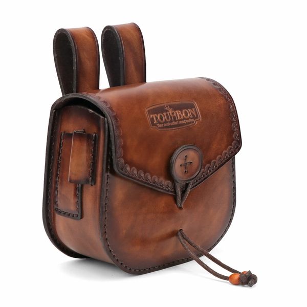 TOURBON Multitool Leather Belt Pouch EDC Fire Starter Holder for Outdoor Camping Survival Hunting