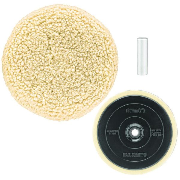 DEWALT Wool Buffing Pad and Backing Pad Kit, 7-Inch (DW4985CL)