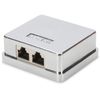 DIGITUS Junction Box Cat-6-2 Port RJ45 - Surface-Mounted Housing - Network Socket - LSA Insulation Terminal - Shielded - Silver