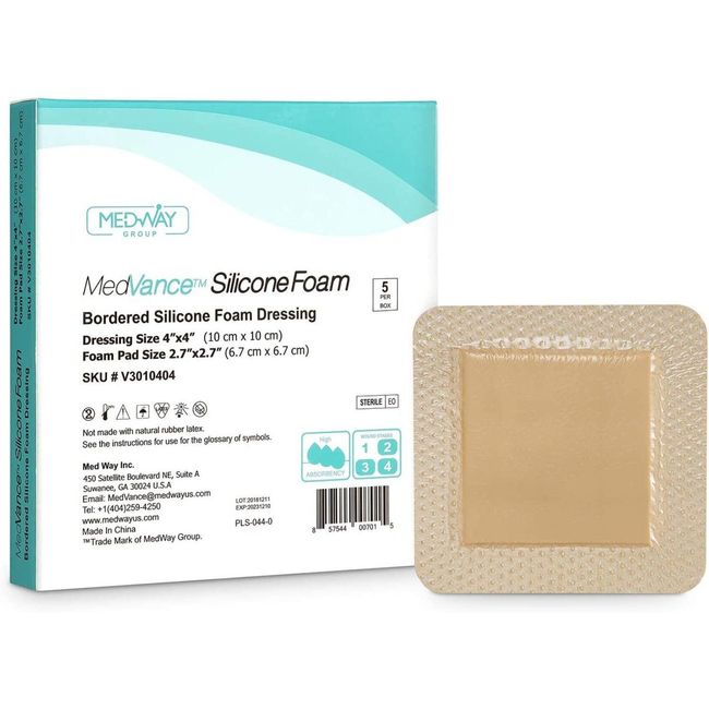 MedVance TM Silicone - Bordered Silicone Adhesive Foam Dressing Size 4"x4"...