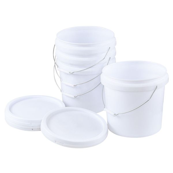 4-Pack 4 Gallon Round Plastic Bucket with Lids Food Grade Storage Pail Container