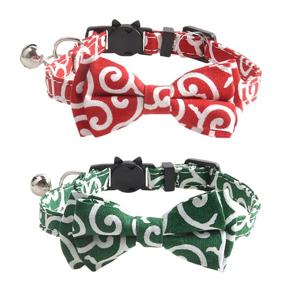 YFFSFDC Cat Collar, Bowknot for Dogs and Cats, Pet Collar, Adjustable, Safety Buckle, Cute, Lightweight, Japanese Style, Modern Arabesque, Cute, Bell Included