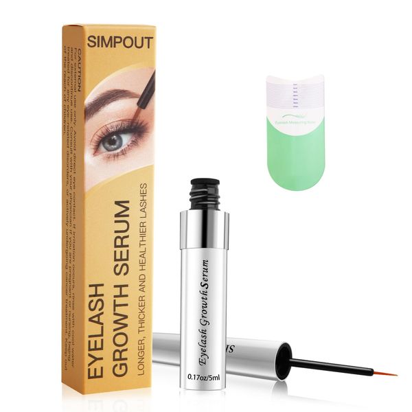 Simpout Eyelash Growth Serum - Fuller & Longer Looking Eyelashes Lash Enhancing Serum for Natural Lashes or Lash Extensions, Vegan & Cruelty-Free (Silver)