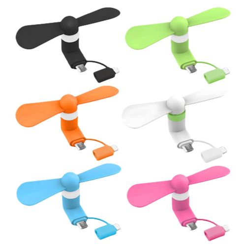 YUNLOVXEE Portable Phone Fan, 2-in-1 Mini Cooling Fan for iPhone iPad, 6-Pack, Compatible with Micro USB (Color)