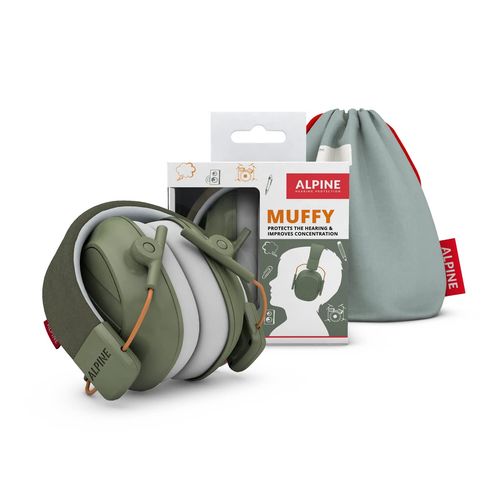 Alpine Muffy Kids Ear Defenders Children aged up to 16 – CE & UKCA Certified – 25 dB Noise Cancelling Headphone for Autism, Sensory Aid – Premium Hearing Protection with Adjustable Headband – Green