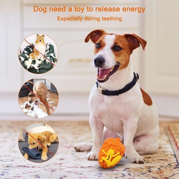 LapDog New Look Squirrell! Pinecone Dog Toy for Aggressive chewers, Dog Chew Toy for Small to Medium Dogs, Treat Dispensing Durable Dog Toys, Dog Slow Feeder, Orange (Medium)