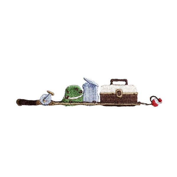 Fishing Tackle - Pole - Hat -Box - Bucket - Embroidered Iron on Patch