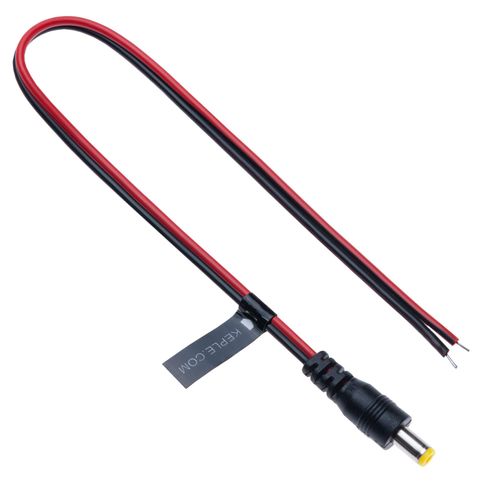 DC Power Extension Cable Male 2.5mm / 5.5mm to Bare End Jack Pigtails Plug Connector Barrel Wire Compatible with CCTV Security Camera, IP Camera, DVR Standalone, LED Strip, Surveillance, Monitors 0.3m