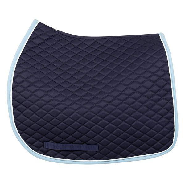 TuffRider Basic All Purpose Saddle Pad w/Trim and Piping - Navy/Light Blue/White