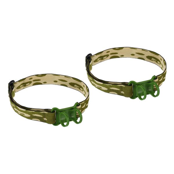 PATIKIL 2pcs Nylon Flashlight Headband Holder Adjustable High Elasticity Hands Free Headlight Strap LED Flashlight for Outdoor Camping Riding Green