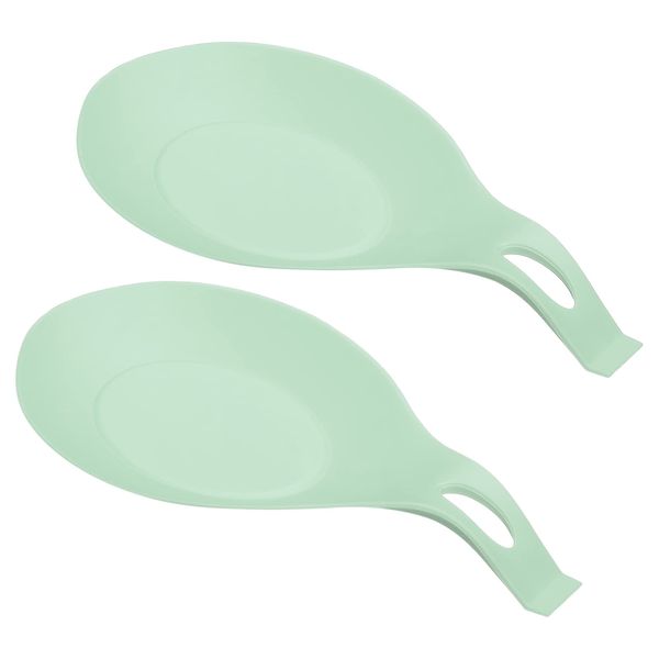 sourcing map Silicone Spoon Rest, 7.68" x 3.74" Heat Resistant Kitchen Utensil Holder Spatula Ladle Rest for Counter Stove Top, Light Green 2Pcs