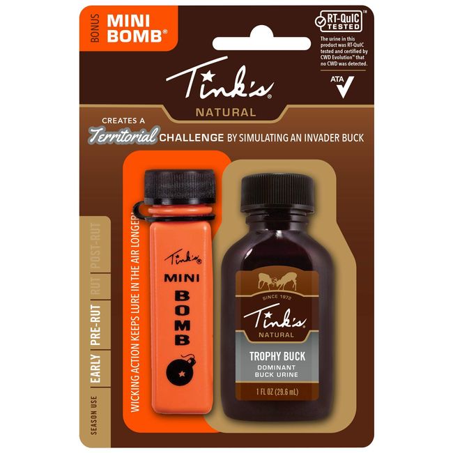 Tink's Trophy 100% Buck Urine | 1 Oz Bottle | All Season Scent Lure, Buck Lure & Deer Attractant, Easy Application, Squirt Top | Deer Hunting Accessories