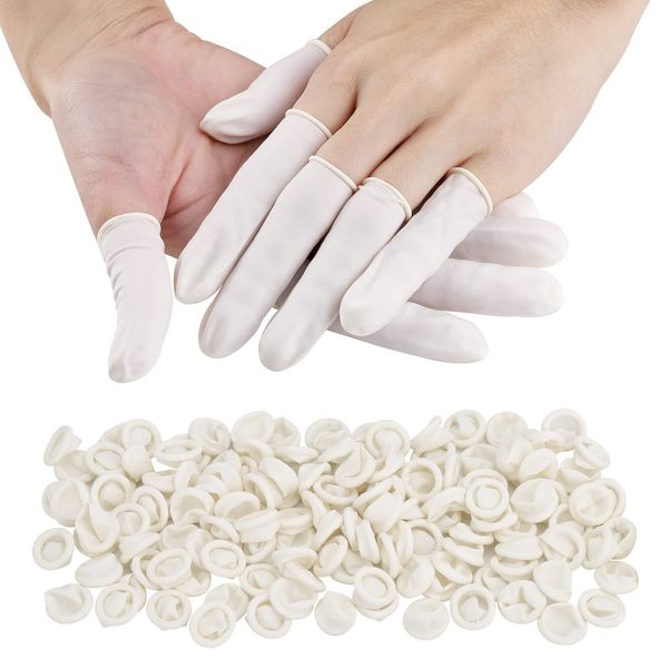 300 Pcs Latex Finger Cots Small Latex Finger Cots White Disposable Latex Finger Cots Rubber for Injured Finger,Cracked Finger,Sports(White)