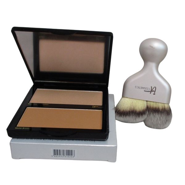 IT Cosmetics Hello Cheekbones Matte Bronzer & Love Highlighter + Contour Brush