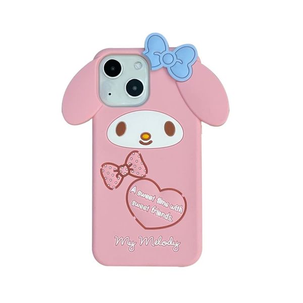 Silicone Phone Case for iPhone 13 and iPhone 14 Cute Character Shockproof Full Protective Smartphone Case (iPhone 13, Pink)