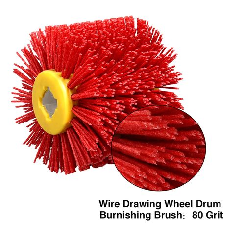 Shineboc Sanding Brushes, 80 Grit 120 x 100 mm Nylon Brush, Polishing Brush for Wood Processing, Grit Brush Bristle Brushes for Satin Machine Wire Drawing Wheel - Red