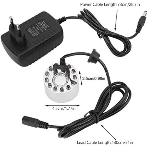Aquarium Nebelerzeuger 12 LED Beleuchtung Teich Nebel Hersteller Maschine Mist Maker Nebelmaschine Luftbefeuchter Landschaft Dekoration für Brunnen Teich Aquarium(EU Plug)