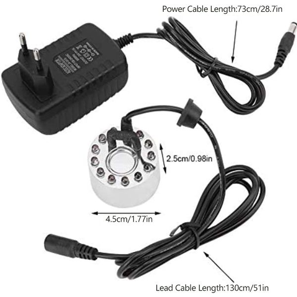 Aquarium Nebelerzeuger 12 LED Beleuchtung Teich Nebel Hersteller Maschine Mist Maker Nebelmaschine Luftbefeuchter Landschaft Dekoration für Brunnen Teich Aquarium(EU Plug)