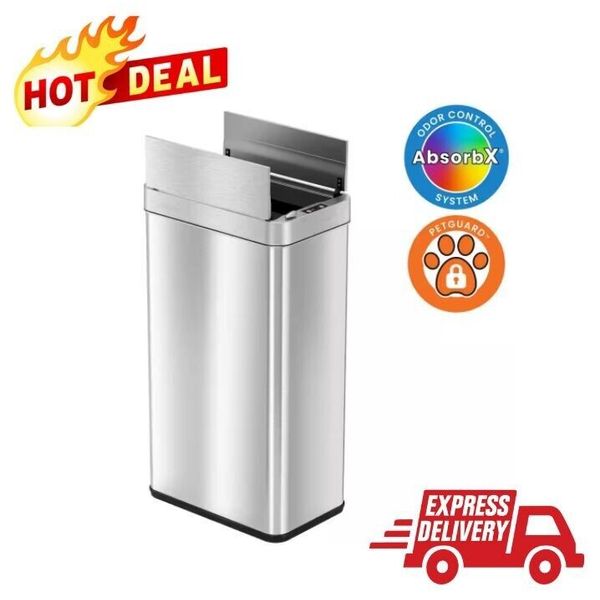 18 Gal Touchless Trash Can, Pet-Proof Lock, Motion Sensor, Butterfly Lid NEW