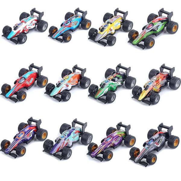 12Pcs F1 Formula Pull Back Cars Toy Number Stickers 3.3:2.1:1.2 Inch Matchbox Cars Crash Resistant Inertia Toy Car Race Cars Toy for Kids Birthday Party Favors