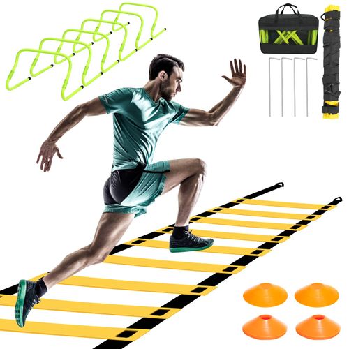 Gimisgu Football Training Accessories, Speed & Agility Training Set Includes 1 Coordination Ladder, 6 Adjustable Hurdles, 12 Cones, Includes Storage Bag, Training Device for All Sports