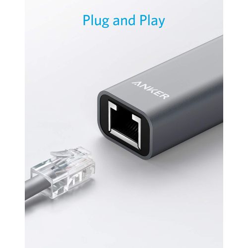 Anker USB C to Ethernet Adapter, Portable 1-Gigabit Network Hub, 10/100/1000 Mbps, for MacBook Pro, iPad Pro 2019/2018, ChromeBook, XPS, Galaxy S9/S8, and More
