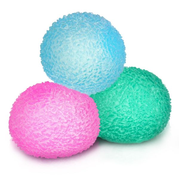 3pcs 1.45 Textured Stress Balls - Silky Soft Memory Gel - Squeeze Balls Sensory Fidget Balls for Anxiety Stress Relief Warm Series - Squishy Fidget Toy for Kids and Adults - Pack of 3