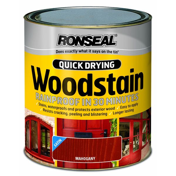 Ronseal QDWSM250 250ml Woodstain Quick Dry Satin - Mahogany