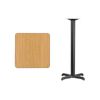 24" Square Natural Laminate Table Top With Base - Bar Height Restaurant Table