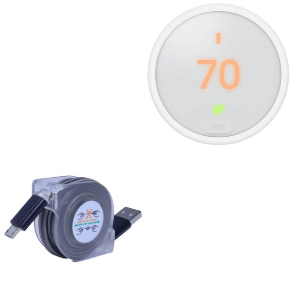 BoxWave Cable Compatible with Nest Thermostat E - miniSync, Retractable, Portable Sync Cable