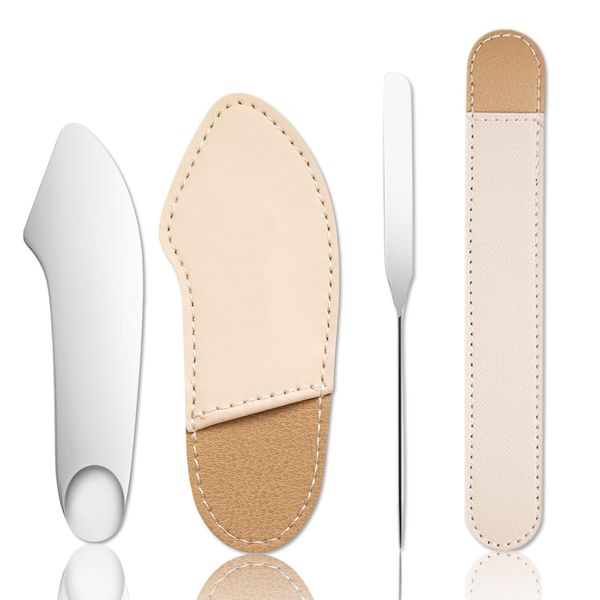 MAEXUS Spatula Mini Spatula Scraper Palette Spatula Cosmetic Tool Stainless Steel Spatula Lip & Eye Gloss Spatula with Storage Bag (Long Spatula Stick + Short Spatula Stick)