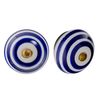 Nicola Spring Ceramic Cupboard Drawer Handle Knobs - Stripe Design - Dark Blue - Pack of 6