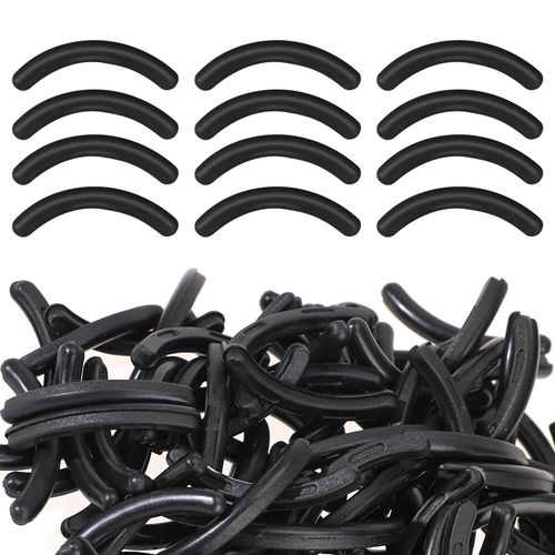 100 Pieces Eyelash Curler Refill Pads, Eyelash Curler Refill Pads, Soft Rubber Curler Replacement Refill Pads for Universal Eyelash Curler with Transparent Storage Box (Black)