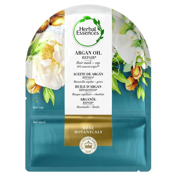 Herbal Essences Argan Oil Hair Mask & Reusable Shower Cap, Stocking Filler, 20ml, Gifts for Women