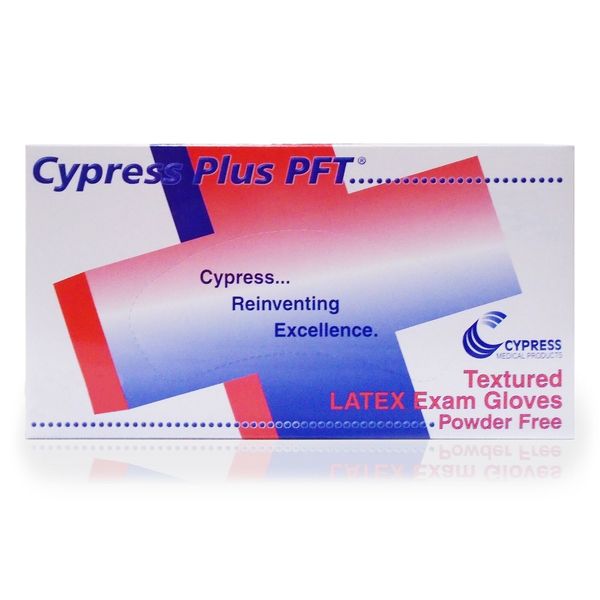 Cypress Plus PFT Latex Exam Glove Standard Cuff Length SMALL 23-92 100 per Box