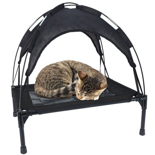 60cm Premium Elevated Pet Dog or Cat Bed Animal Black Indoor/Outdoor Canopy Tent