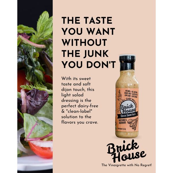 CLASSIC SWEET HERB Vinaigrette Salad Dressing - Low Sodium Salad Dressing & Healthy Marinade. Low Carb, Dairy Free, Keto Dressing by Brick House Vinaigrettes (2-pack).